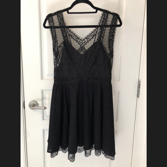 Free People Dresses & Skirts - Free People Black Lace Mesh Dress